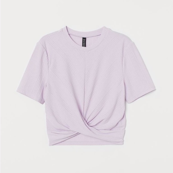 H&M Divided Lavender Crop Top w/ Knotted Front - Picture 2 of 6